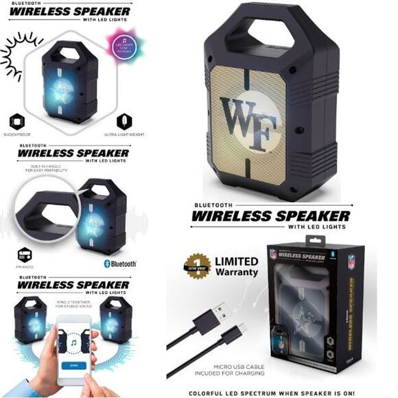 Wake Forest Deacons Bluetooth Wireless Speaker LED Lights FM Radio NCAA New - Picture 1 of 3